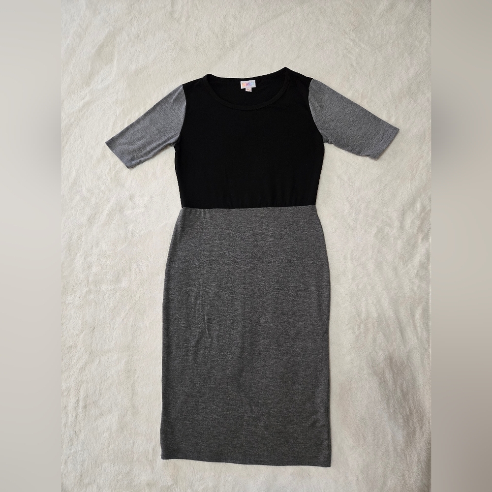 LuLaRoe Black and Gray Julia Sheath Dress